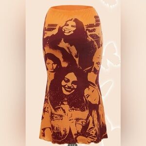 Orange long skirt